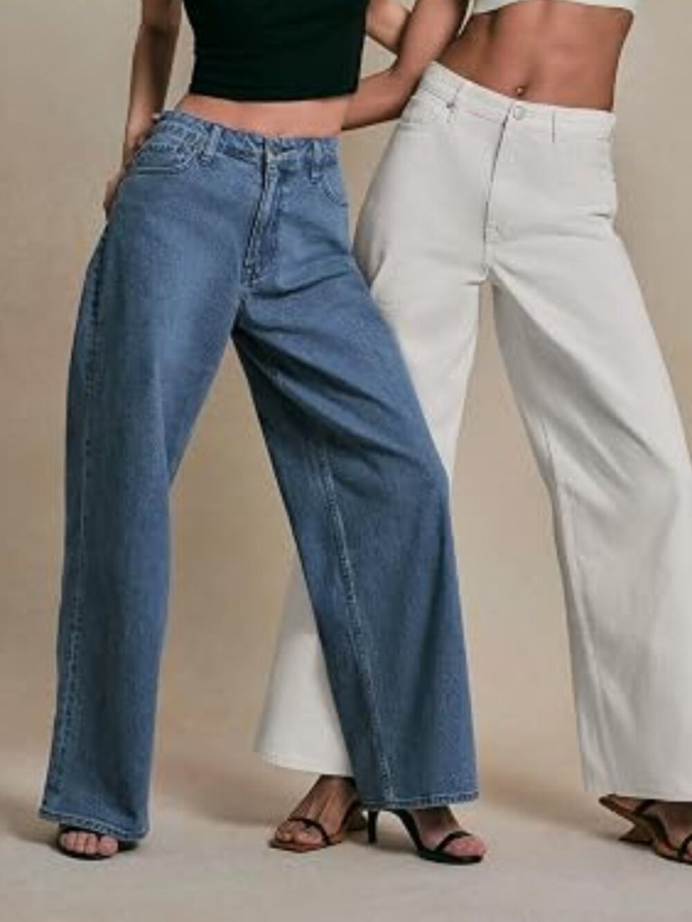 Women's Adjustable Waist Wide Leg Jeans - Picture 4 of 4